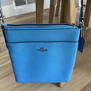 Coach Crossbody Messenger Bag Bright Blue Leather 8.5" Very Nice Condition